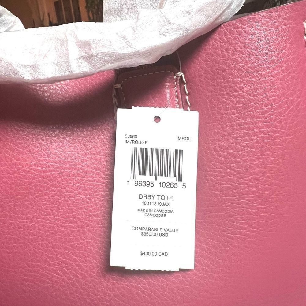 🔥🎁NWT! Coach Derby Tote Handbag Leather Gold/Rouge Msrp:$350.00 - Picture 13 of 13